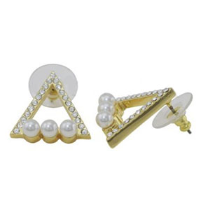 Aro Triangulo Y Perlas Cristales De Swarovski