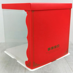 Caja para torta transparente rojo
