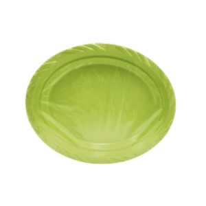 Plato plástico ovalado tres barras fruta verde