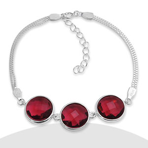 Pulsera Doble Cadena Con Tres Circones Rosados 