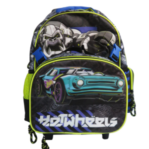 MOCHILA TROLLEY + LONCHERA HOT WHEELS