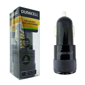 Cargador Duracell Mini 1 USB mas 1 USB C 