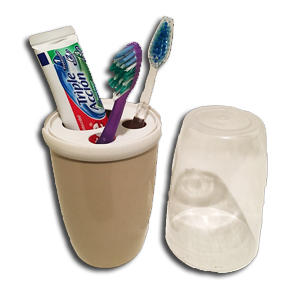 Porta Cepillos de Dientes con Tapa y Vaso